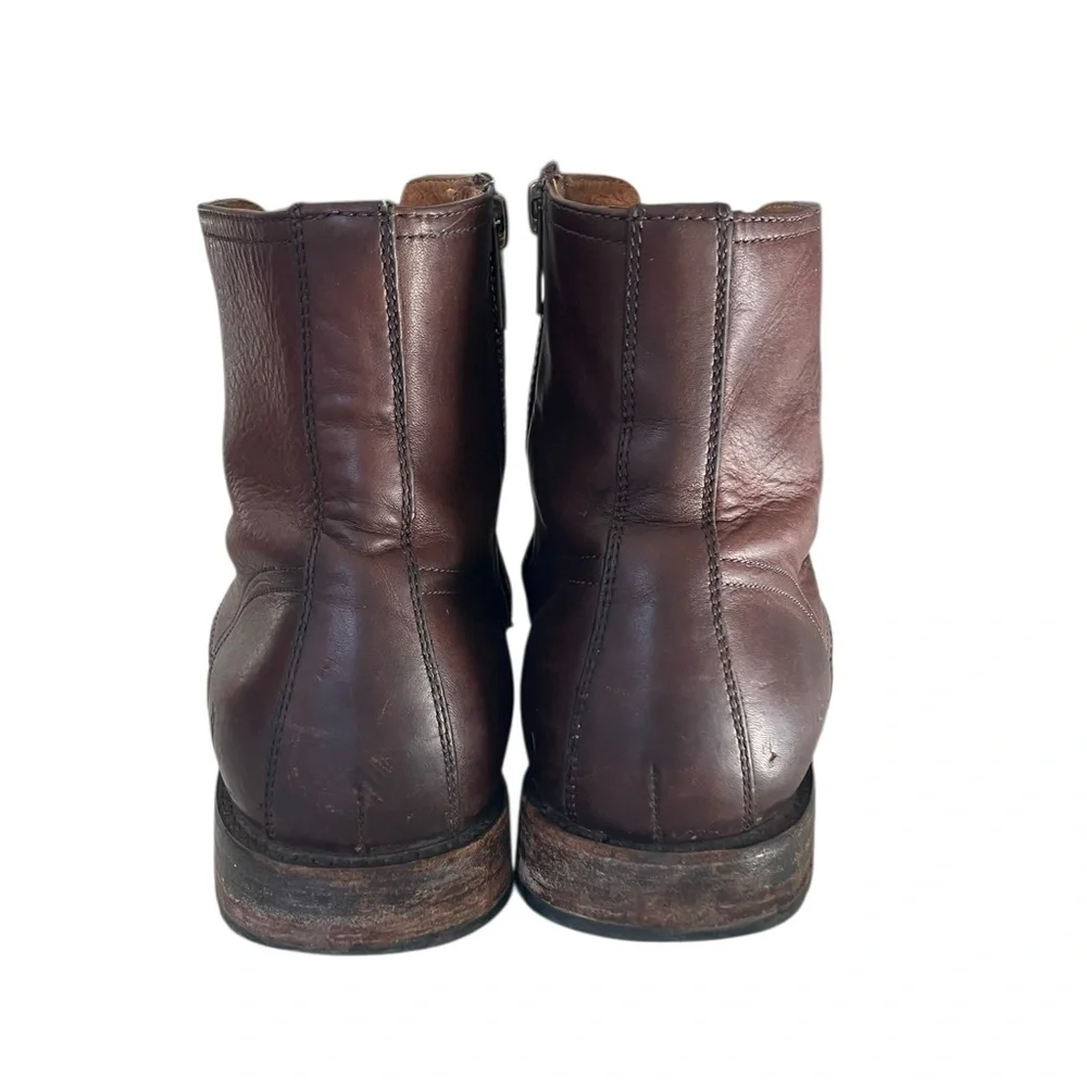 Frye Men's Bowery Lace-Up Side-Zip Boots - Size 9.5 - Brown Antiqued Leather - Picture 8 of 16